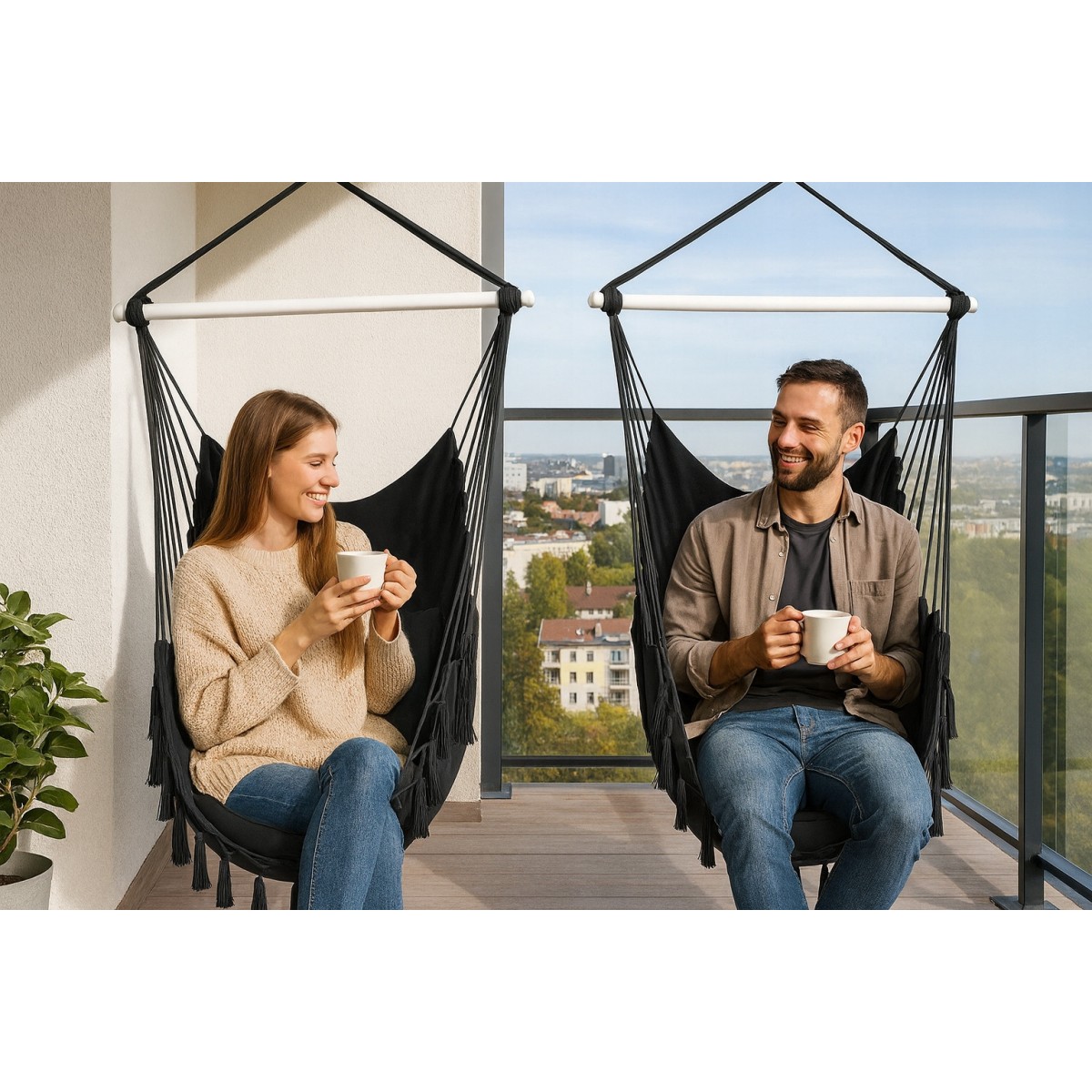 Függő kerti hinta + 2 párna 100 cm