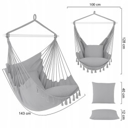 Kerti függőhinta világosszürke színben, 100 cm