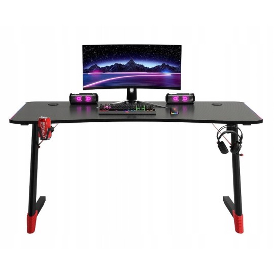 Gamer asztal LED háttérvilágítással, fekete színben, 120 cm