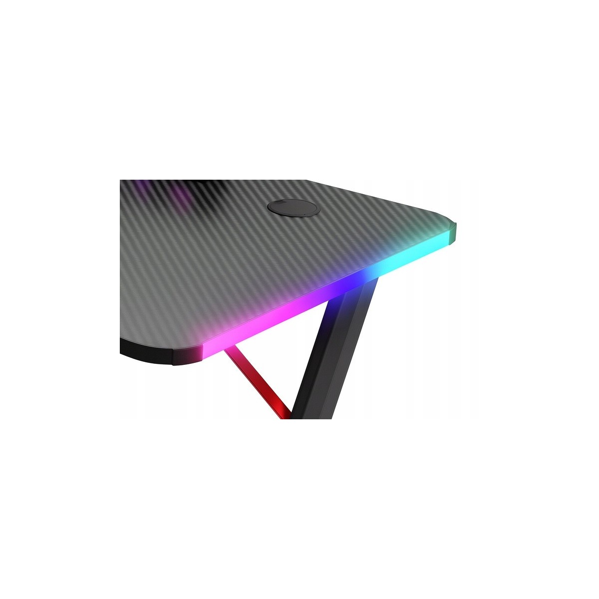 Fekete gamer asztal piros lábakkal, 120 cm, LED