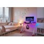 Rózsaszín gamer asztal LED-világítással, 140 cm