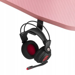 Rózsaszín gamer asztal LED-világítással, 140 cm