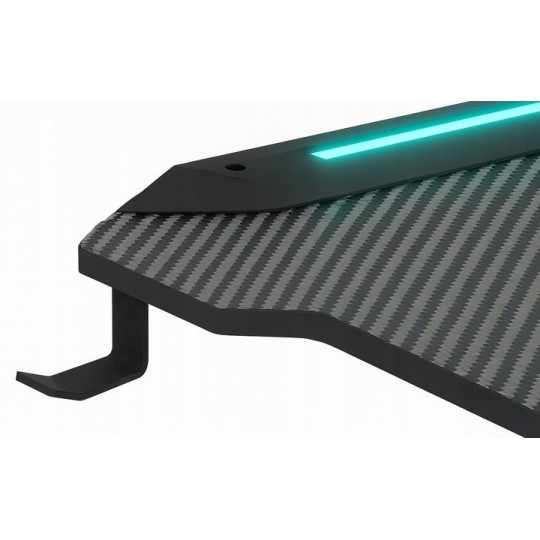 Fekete gamerasztal, LED, 140 cm