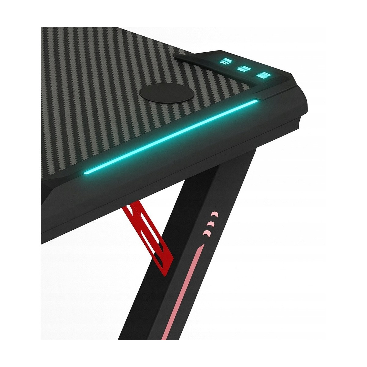 Fekete gamerasztal, LED, 140 cm