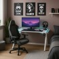 Fehér gamer asztal LED-világítással, 140 cm
