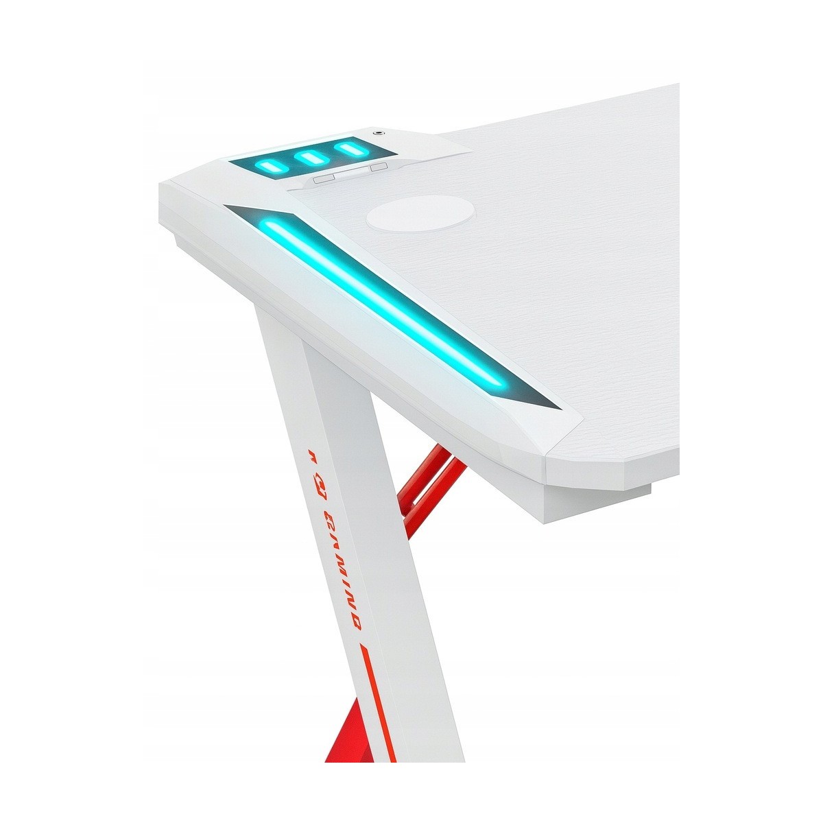 Modern gamer asztal fehér színben, LED, 120 cm