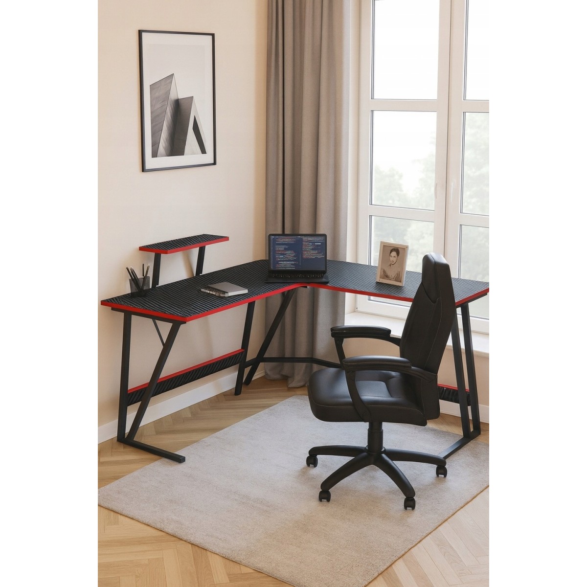 Sarok gamer asztal, modern gamer asztal, 130 cm