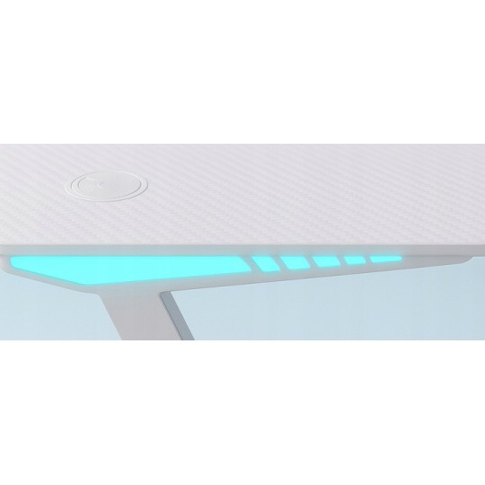 Modern, stílusos gamer asztal fehér színben háttérvilágítással, 120 cm