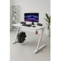 Modern, stílusos gamer asztal fehér színben háttérvilágítással, 120 cm