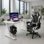 Modern, stílusos gamer asztal fehér színben háttérvilágítással, 120 cm
