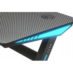 Fekete gamer számítógépasztal háttérvilágítással, 140 cm