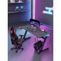 Fekete gamer számítógépasztal háttérvilágítással, 120 cm