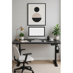 Fekete magasságban állítható irodai asztal, 120 cm