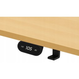 Elektromosan állítható asztal, 140 cm, LED, éger, fekete lábakkal