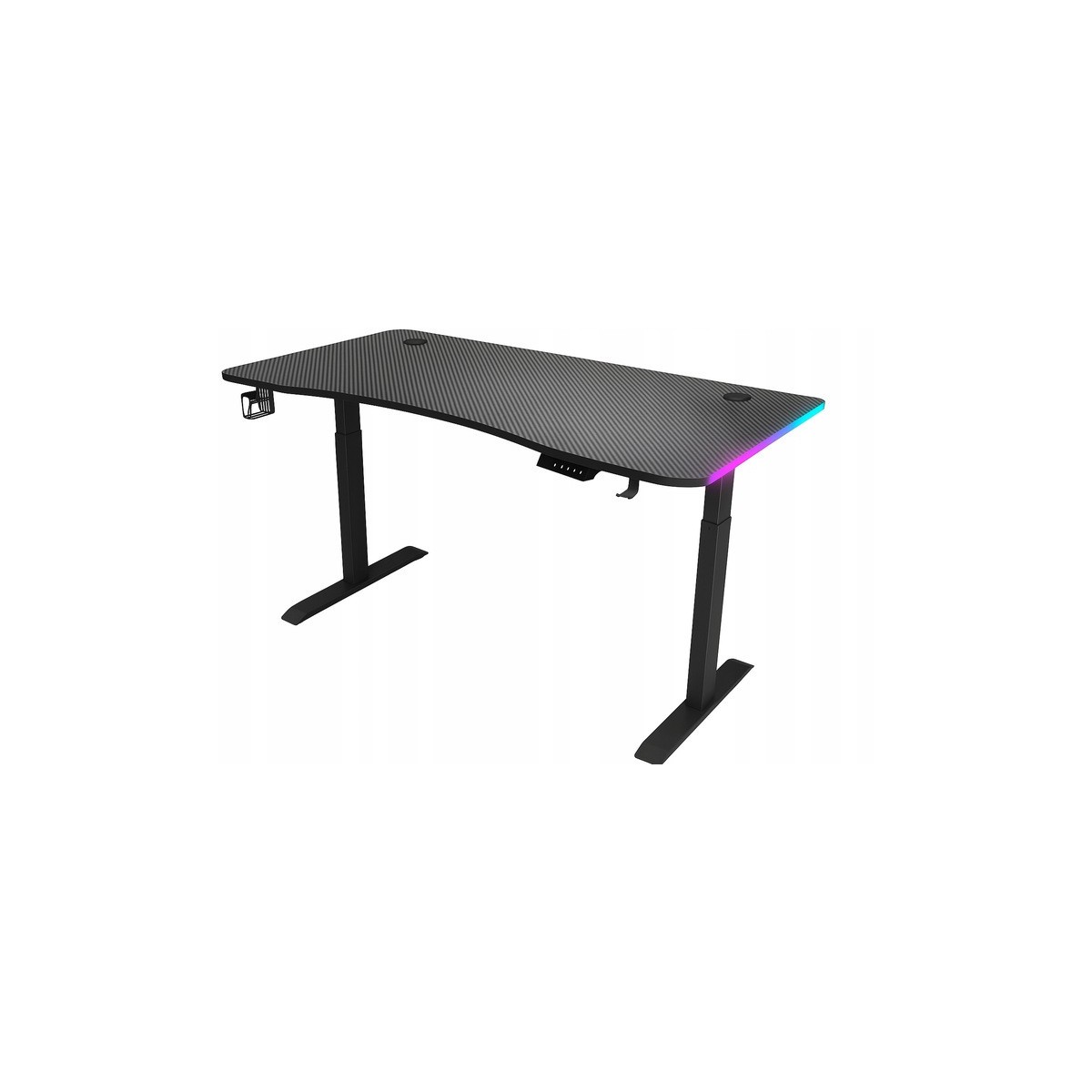 140 cm-es magasságban állítható asztal – elektromos magasságállítás, fekete, LED világítás