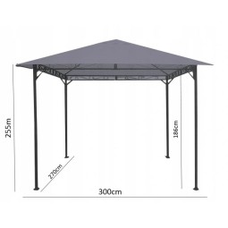 Szürke színű 3x3 m-es kerti pavilon