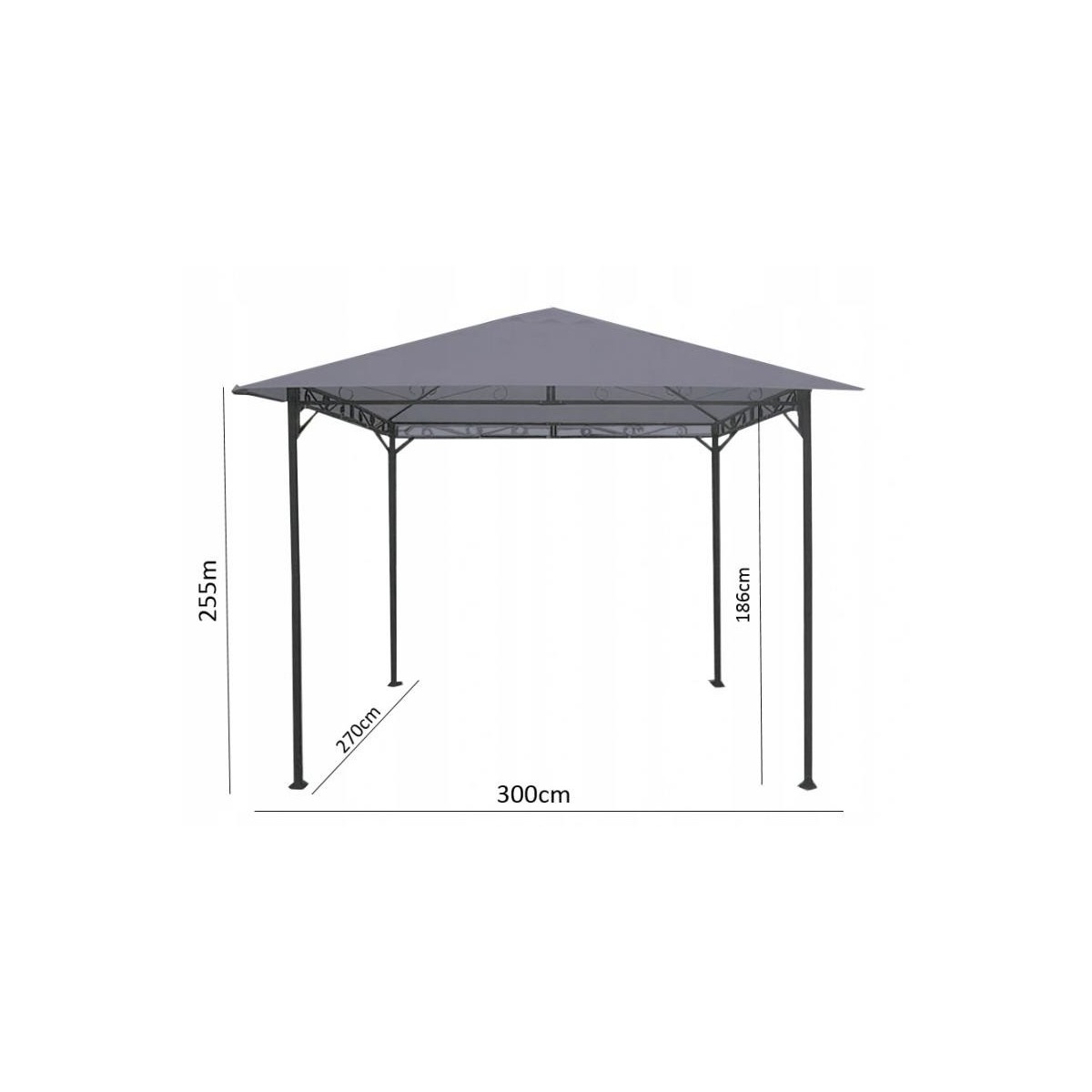Szürke színű 3x3 m-es kerti pavilon