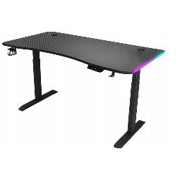 140 cm-es magasságban állítható asztal – elektromos magasságállítás, fekete, LED világítás
