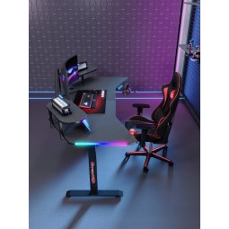 Magasságban állítható, 160 cm-es asztal – elektromos magasságállítás, fekete, LED