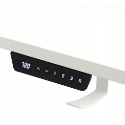 Elektromosan magasságban állítható, 140 cm-es asztal, fehér, fehér lábakkal, LED