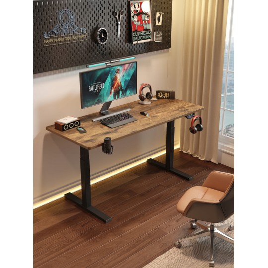 Modern állítható asztal 120 cm, ipari megjelenés, LED