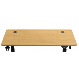 Magasságban állítható 140 cm-es asztal, égerfából, fekete lábakkal, LED