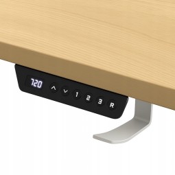 Állítható számítógépasztal 140 cm, égerfa, fehér lábakkal, LED
