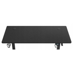 Magasságban állítható, 120 cm-es gamer asztal, fekete, LED