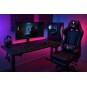 Magasságban állítható, 120 cm-es gamer asztal, fekete, LED