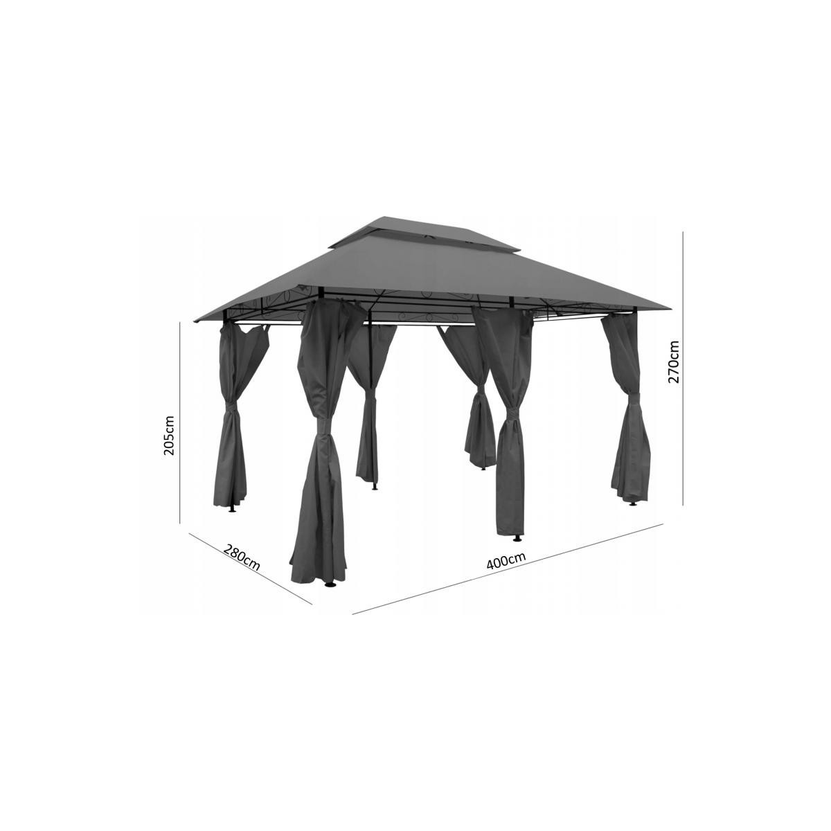 Szürke színű kerti pavilon függönyökkel 3x4 m