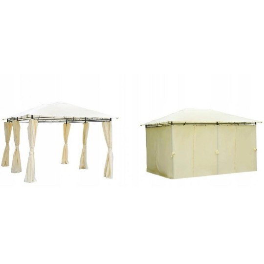 Szürke színű kerti pavilon függönyökkel 3x4 m