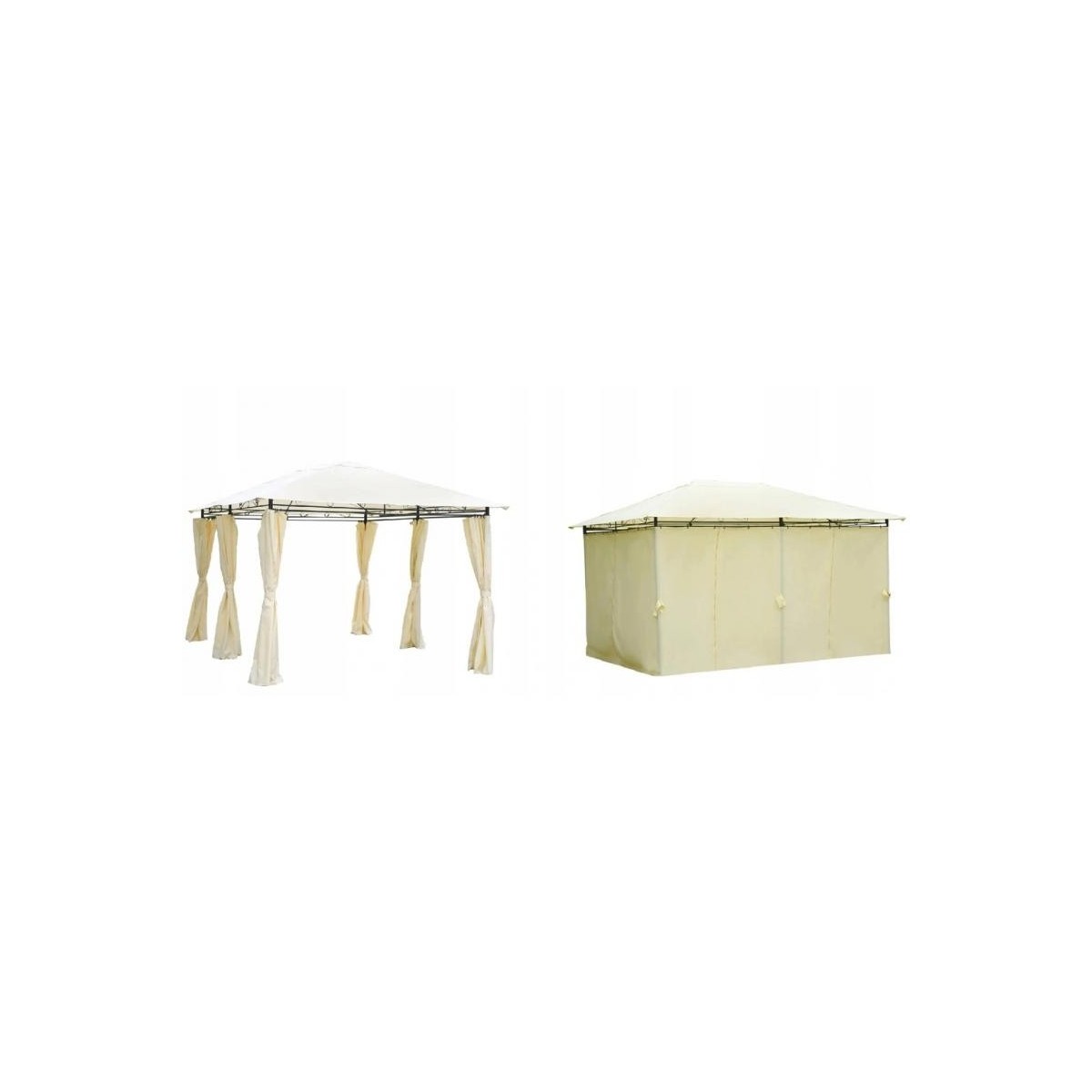 Szürke színű kerti pavilon függönyökkel 3x4 m