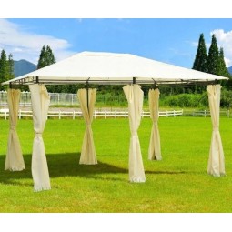 Szürke színű kerti pavilon függönyökkel 3x4 m
