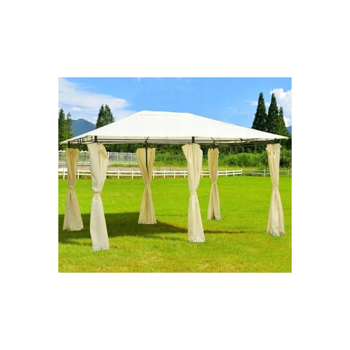 Szürke színű kerti pavilon függönyökkel 3x4 m