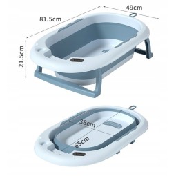 Összecsukható babakád állvánnyal, párnával és játékkal kék színben
