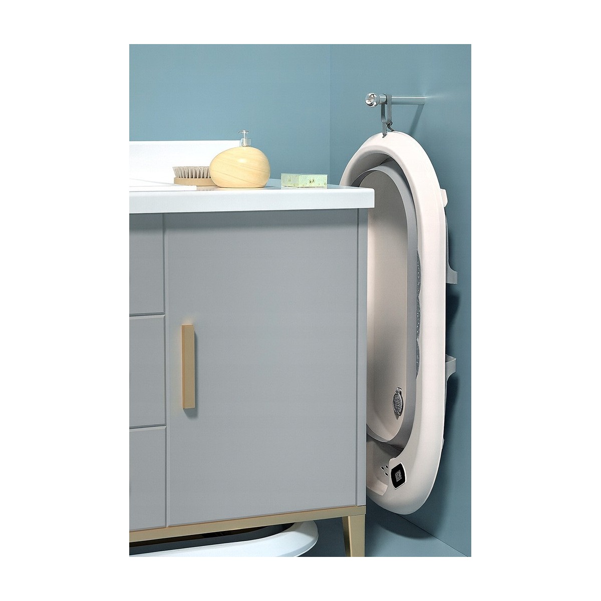 Vaiana fürdetőtál fürdetőbetéttel és állvánnyal, szürke színben
