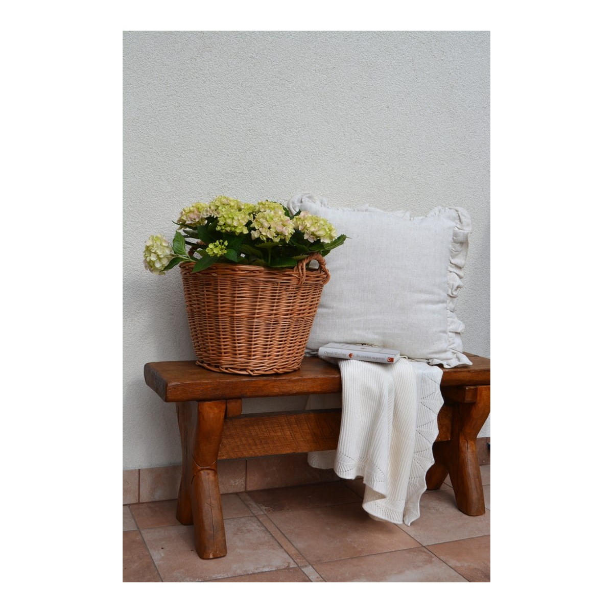 Természetes vesszőből készült fonott kosár, 30 cm