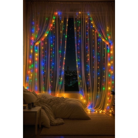 LED színes fényfüzér karácsonyra, 200 LED szuper áron - többszínű