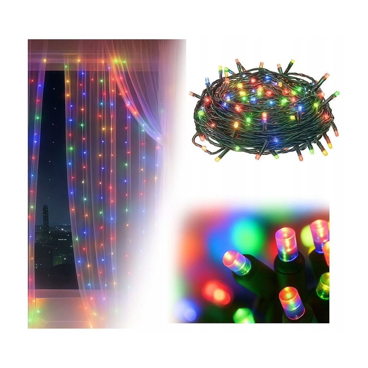LED színes fényfüzér karácsonyra, 500 LED-es, szuper áron – többszínű
