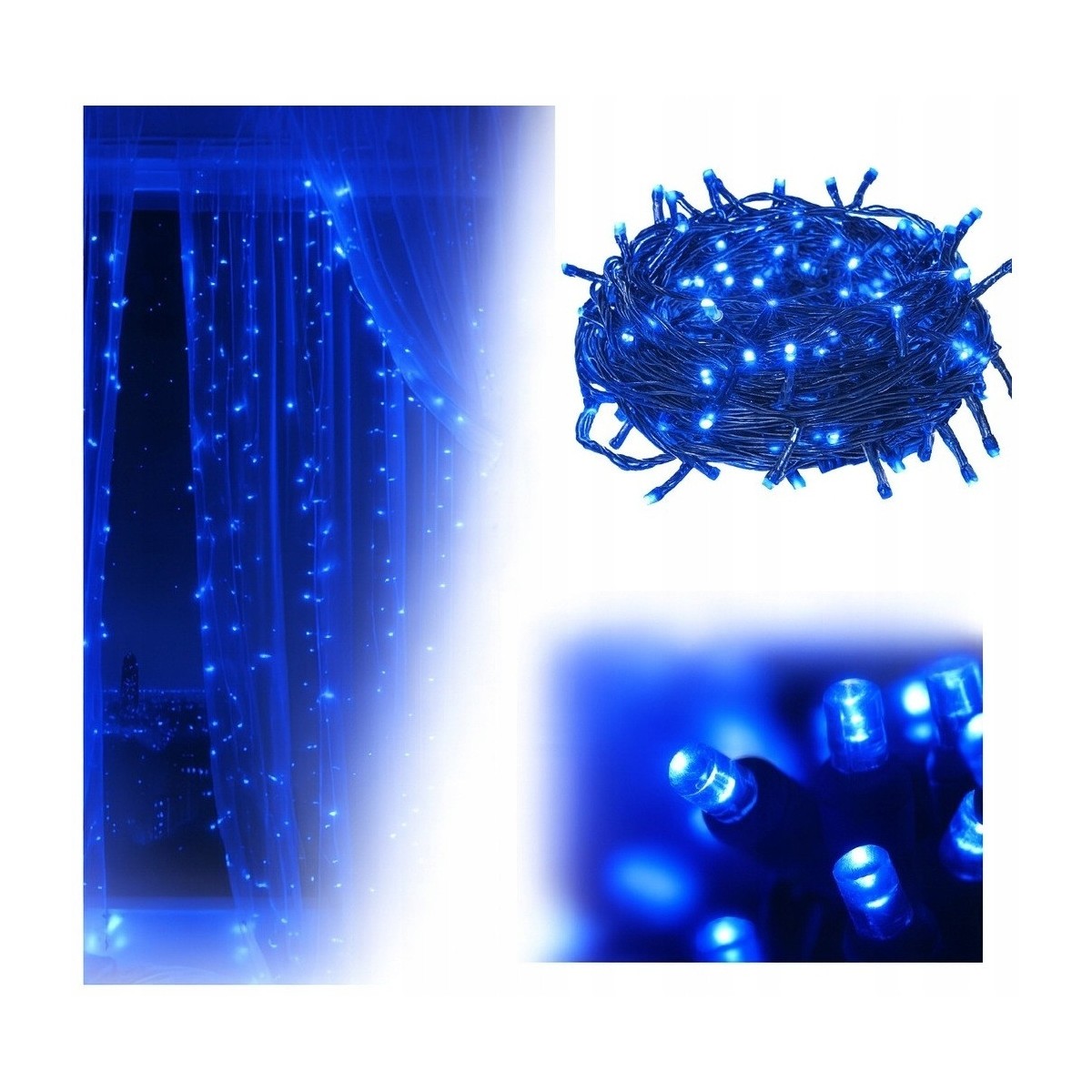Gyönyörű karácsonyi LED fényfüzér, 500 LED kék színben