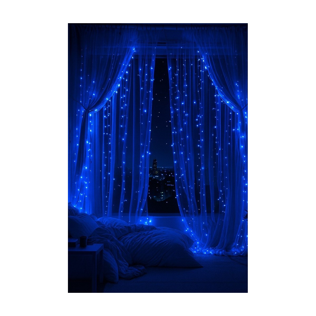 Gyönyörű karácsonyi LED fényfüzér, 500 LED kék színben
