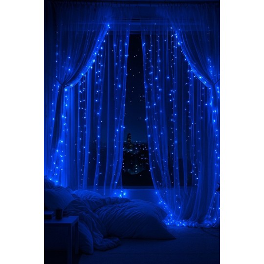 Karácsonyi LED fényfüzér, 1000 kék LED