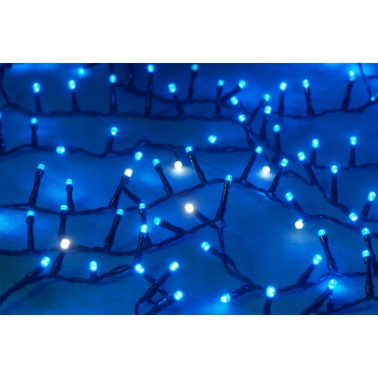 Karácsonyi 100 LED-es fényfüzér – kék, kültéri, FLASH-effektusú