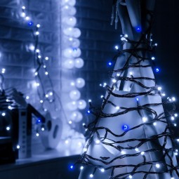 Kültéri energiatakarékos LED karácsonyi fényfüzér, hideg fehér, 100 LED