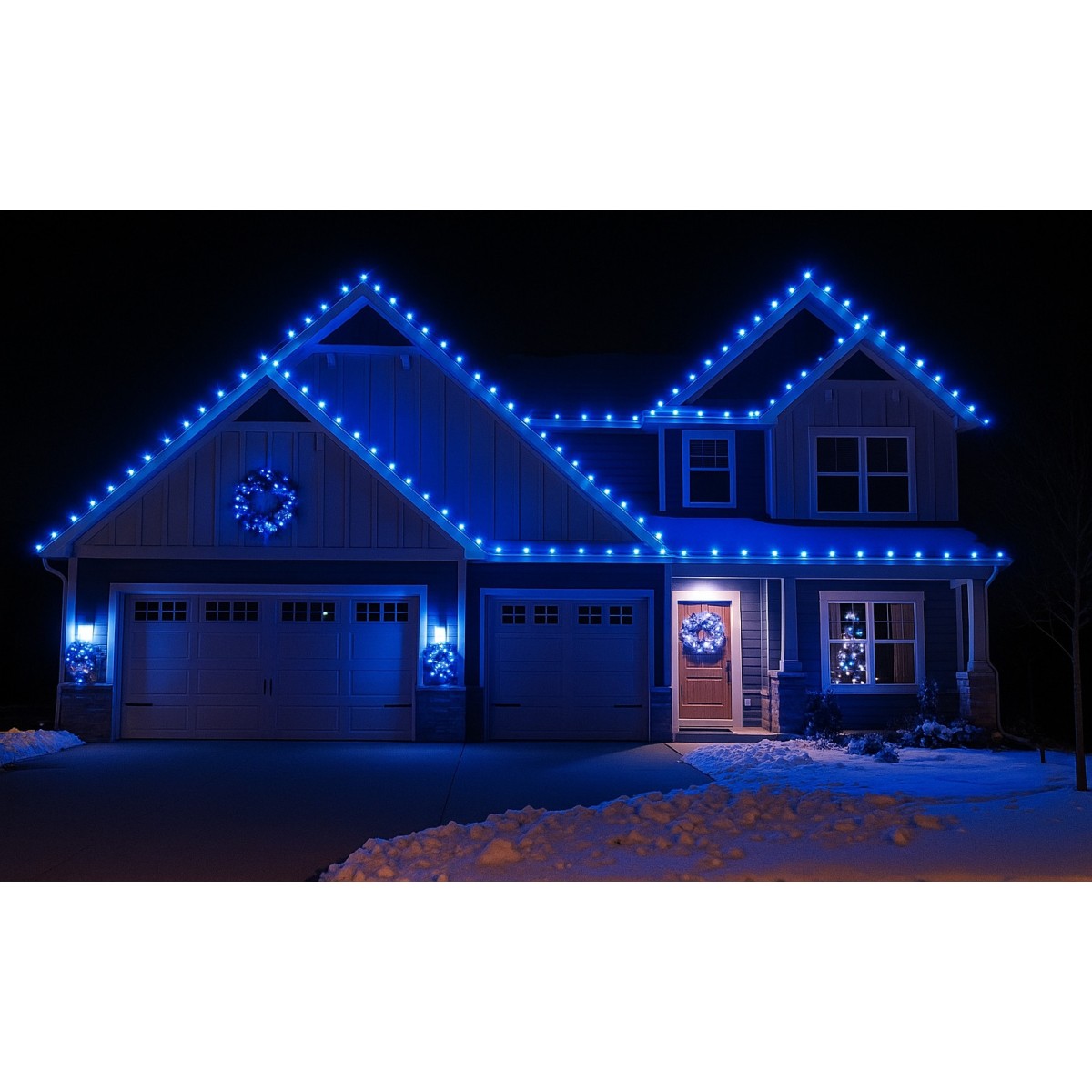 Karácsonyi 200 LED-es fényfüzér – kék, kültéri, FLASH-effektussal