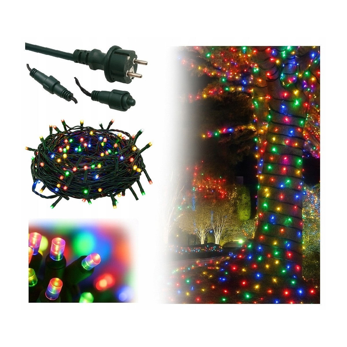 Kültéri karácsonyi színes LED világítás, 200 LED