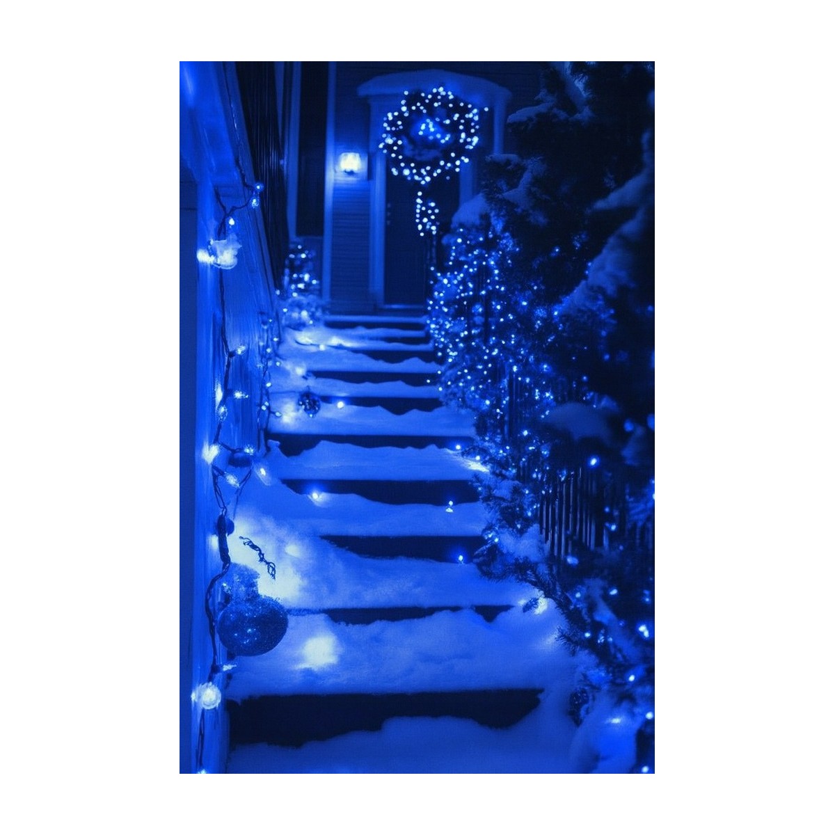 LED karácsonyi fényfüzér 300 LED – kék, kültéri, FLASH effektussal