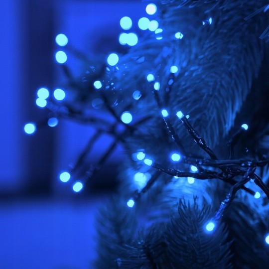 LED karácsonyi fényfüzér 300 LED – kék, kültéri, FLASH effektussal