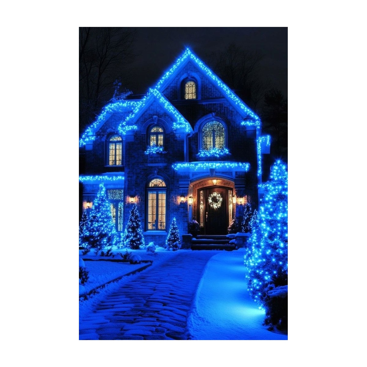 500 LED karácsonyi fényfüzér – kék, kültéri, FLASH-effektussal