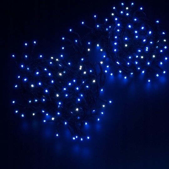 500 LED karácsonyi fényfüzér – kék, kültéri, FLASH-effektussal